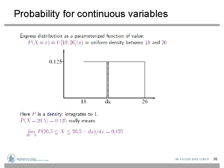 Probability for continuous variables 36 