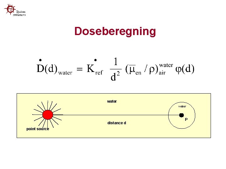 Doseberegning water distance d point source P 