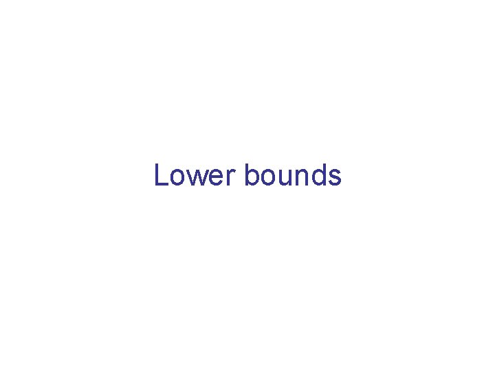 Lower bounds Lower bounds