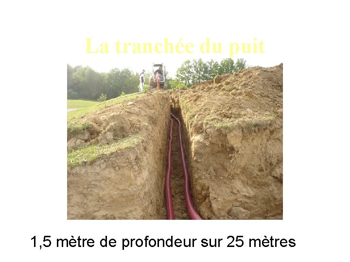 La tranchée du puit 1, 5 mètre de profondeur sur 25 mètres 