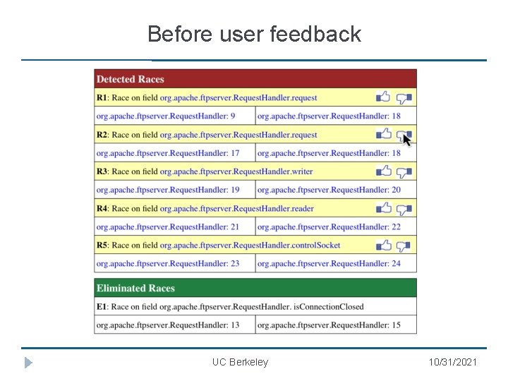 Before user feedback UC Berkeley 10/31/2021 