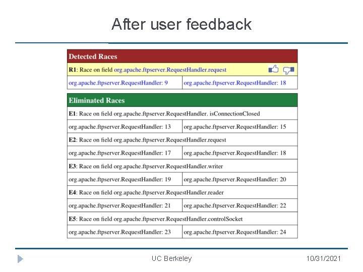 After user feedback UC Berkeley 10/31/2021 