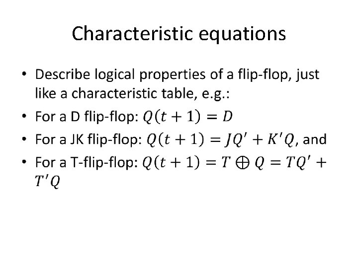 Characteristic equations • 