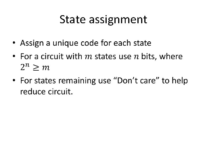 State assignment • 