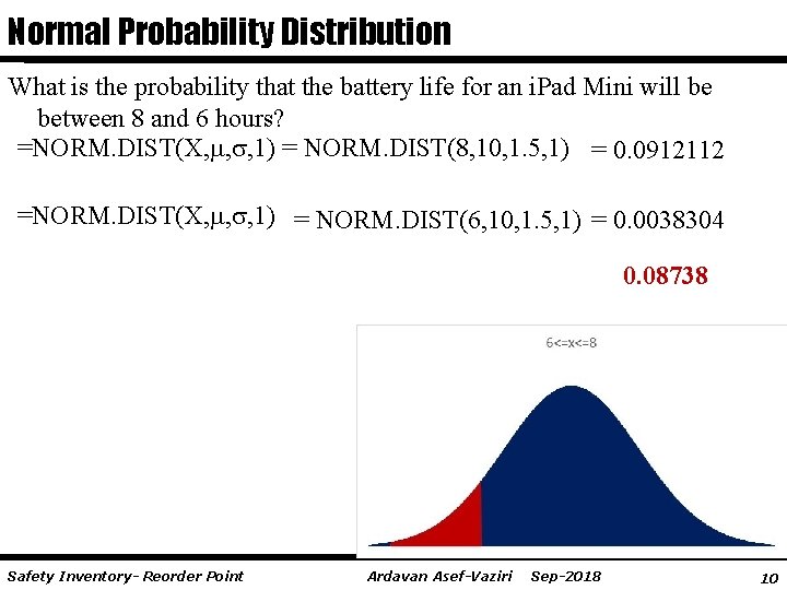 Normal Probability Distribution What is the probability that the battery life for an i.