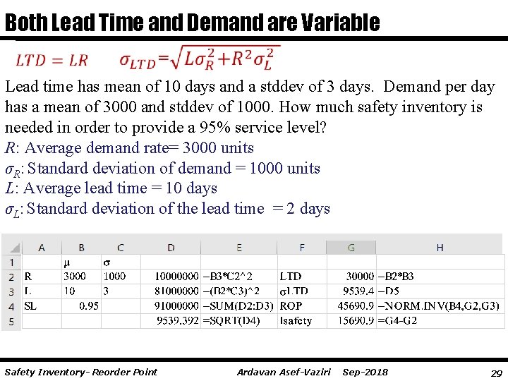Both Lead Time and Demand are Variable Lead time has mean of 10 days