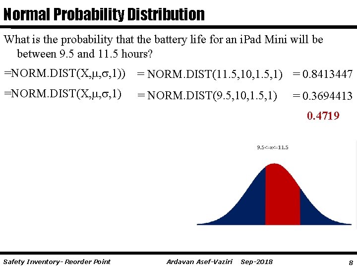 Normal Probability Distribution What is the probability that the battery life for an i.