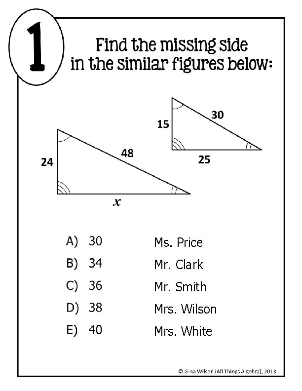 Ms. Price Mr. Clark Mr. Smith Mrs. Wilson Mrs. White 