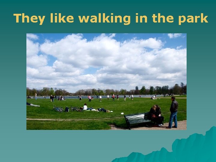 They like walking in the park 