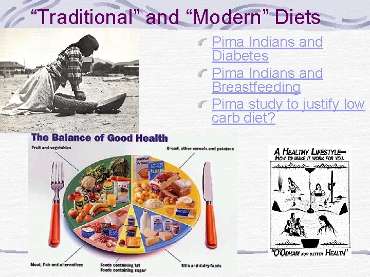 “Traditional” and “Modern” Diets Pima Indians and Diabetes Pima Indians and Breastfeeding Pima study