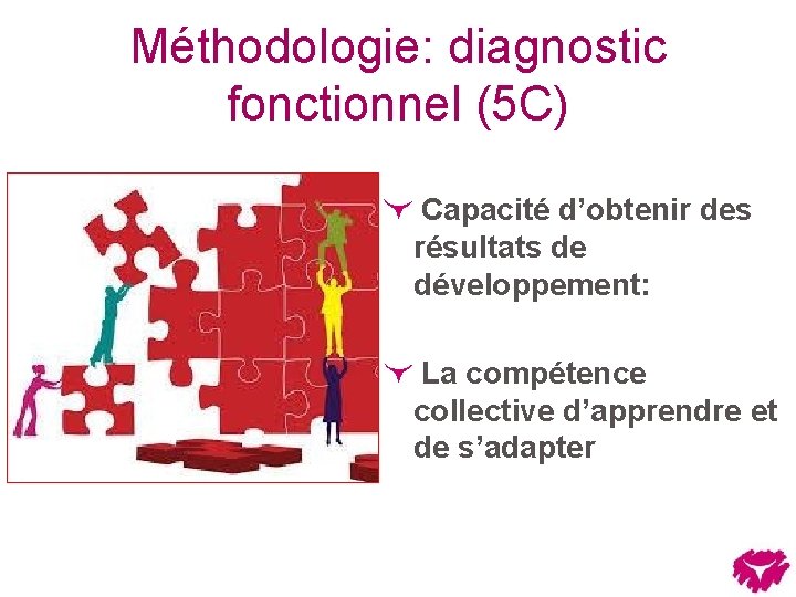 Méthodologie: diagnostic fonctionnel (5 C) Capacité d’obtenir des résultats de développement: La compétence collective