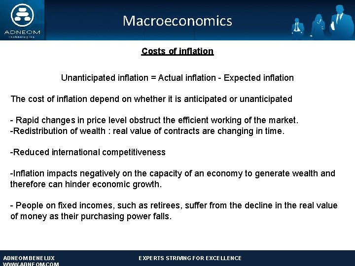 Macroeconomics Costs of inflation Unanticipated inflation = Actual inflation - Expected inflation The cost