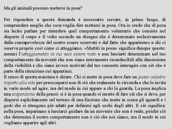 Ma gli animali possono mettersi in posa? Per rispondere a questa domanda è necessario