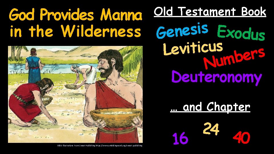 Old Testament Book God Provides Manna in the Wilderness Genesis Exodus s u c