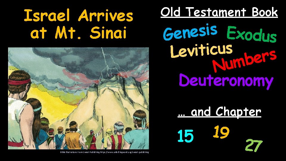 Israel Arrives at Mt. Sinai Old Testament Book s i s e Exodus n
