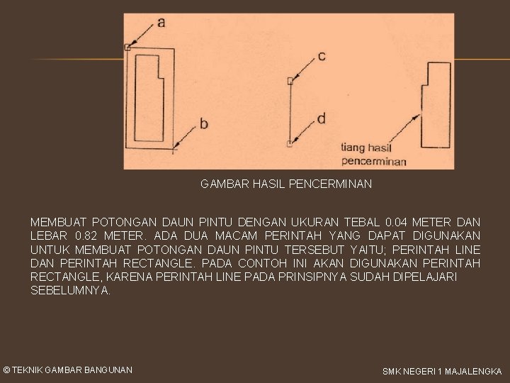 GAMBAR HASIL PENCERMINAN MEMBUAT POTONGAN DAUN PINTU DENGAN UKURAN TEBAL 0. 04 METER DAN