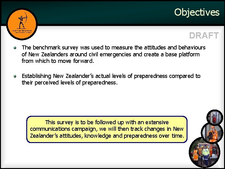 Objectives DRAFT The benchmark survey was used to measure the attitudes and behaviours of