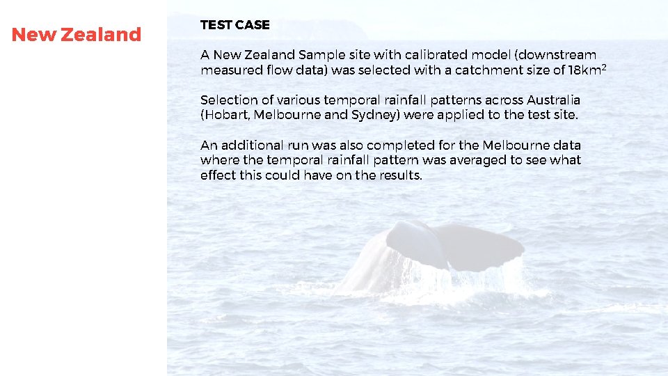 New Zealand TEST CASE A New Zealand Sample site with calibrated model (downstream measured