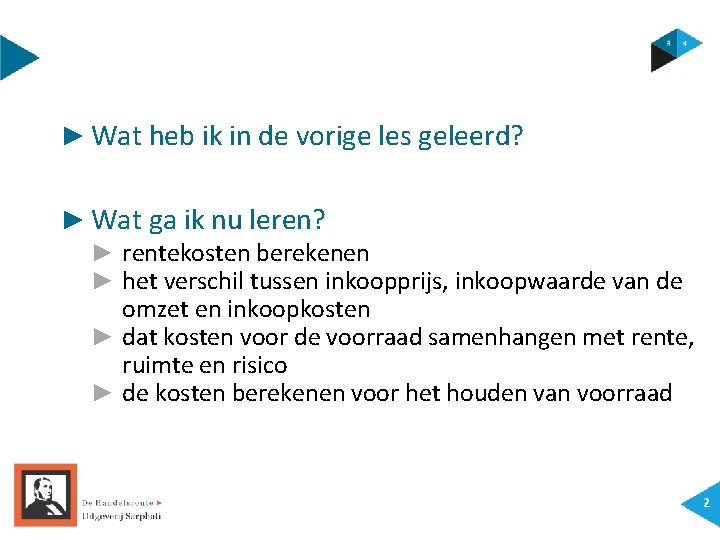 ► Wat heb ik in de vorige les geleerd? ► Wat ga ik nu