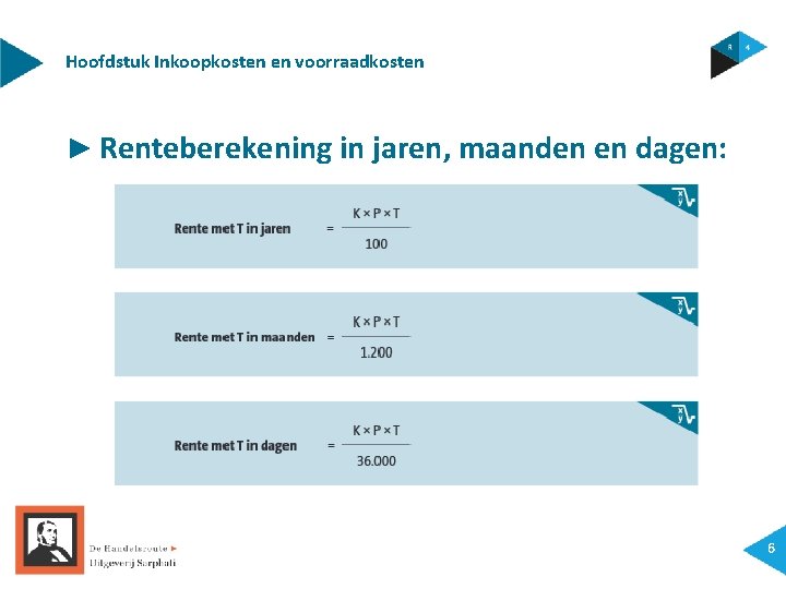 Hoofdstuk Inkoopkosten en voorraadkosten ► Renteberekening in jaren, maanden en dagen: 6 