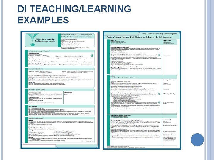 DI TEACHING/LEARNING EXAMPLES 