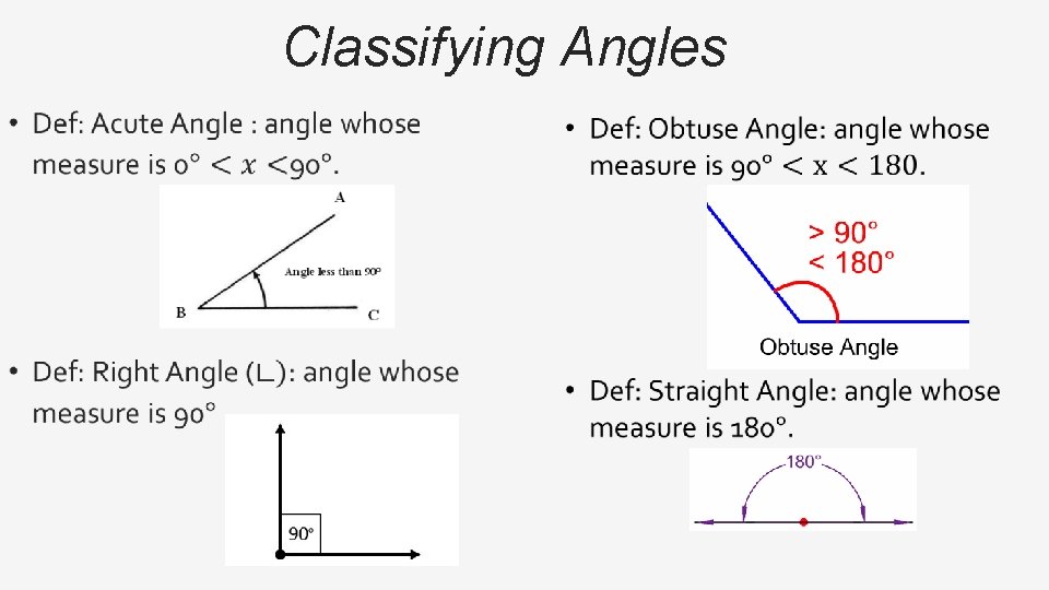 Classifying Angles • 