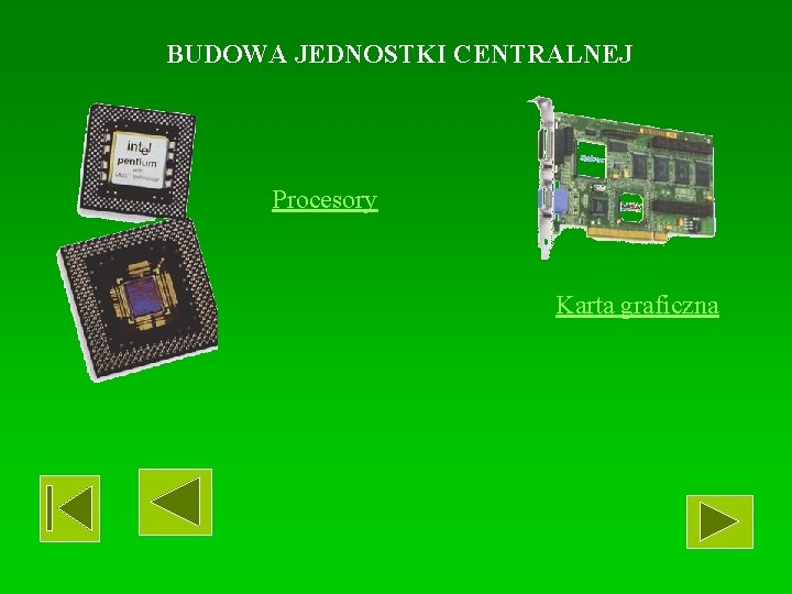 BUDOWA JEDNOSTKI CENTRALNEJ Procesory Karta graficzna 