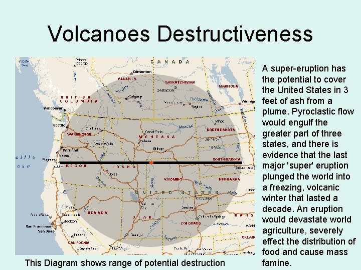 Volcanoes Destructiveness This Diagram shows range of potential destruction A super-eruption has the potential