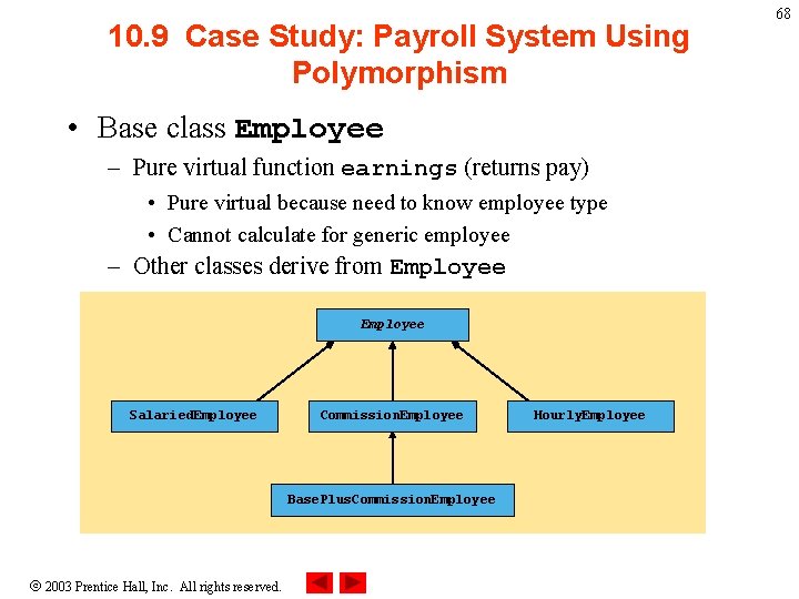 10. 9 Case Study: Payroll System Using Polymorphism • Base class Employee – Pure 10. 9 Case Study: Payroll System Using Polymorphism • Base class Employee – Pure