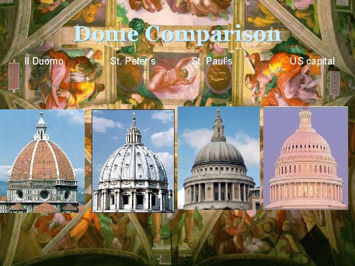 Dome Comparison Il Duomo St. Peter’s St. Paul’s US capital 