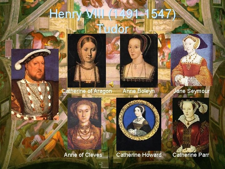 Henry VIII (1491 -1547) Tudor Catherine of Aragon Anne of Cleves Anne Boleyn Jane