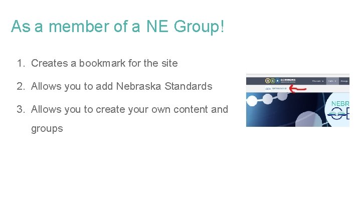 As a member of a NE Group! 1. Creates a bookmark for the site