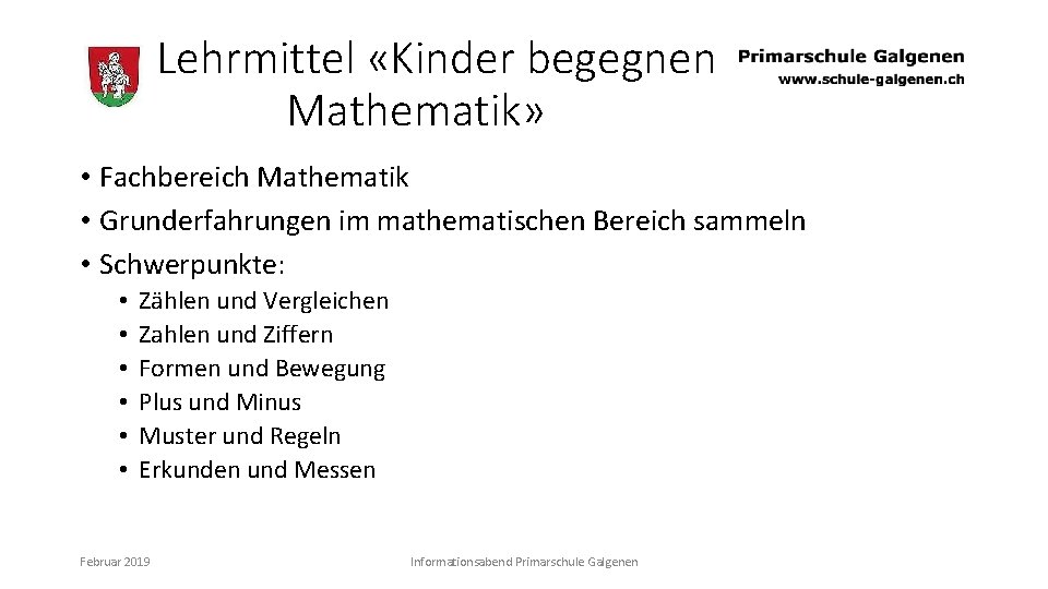 Lehrmittel «Kinder begegnen Mathematik» • Fachbereich Mathematik • Grunderfahrungen im mathematischen Bereich sammeln •