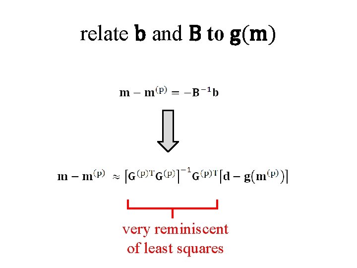 relate b and B to g(m) very reminiscent of least squares 