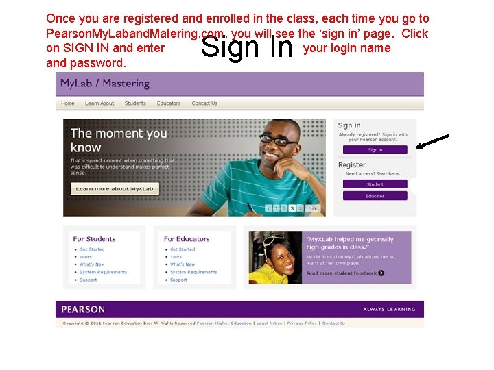 Once you are registered and enrolled in the class, each time you go to