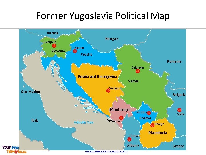 Former Yugoslavia Political Map Austria Hungary Ljubljana Slovenia Zagreb Croatia Romania Belgrade Bosnia and