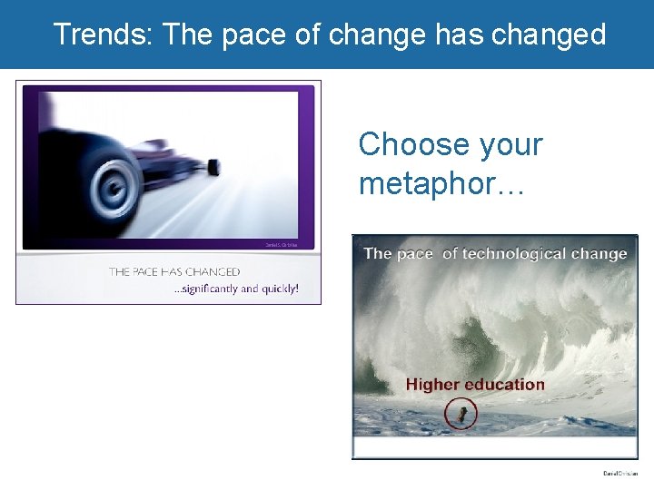 Trends: The pace of change has changed Choose your metaphor… 