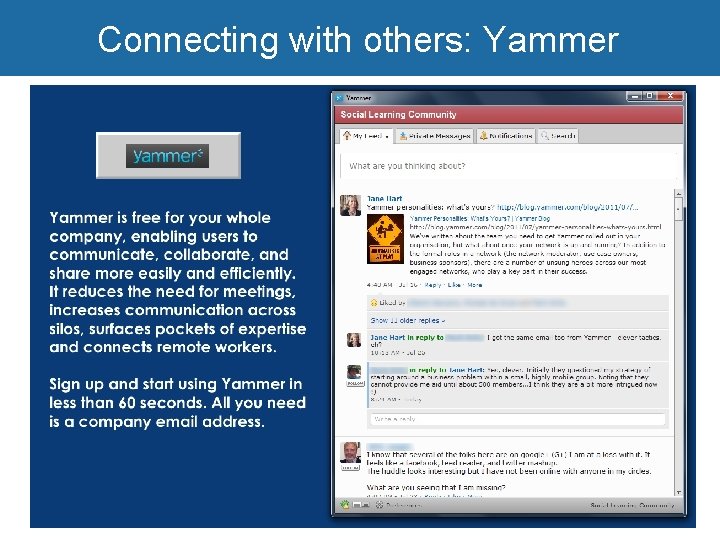 Connecting with others: Yammer 