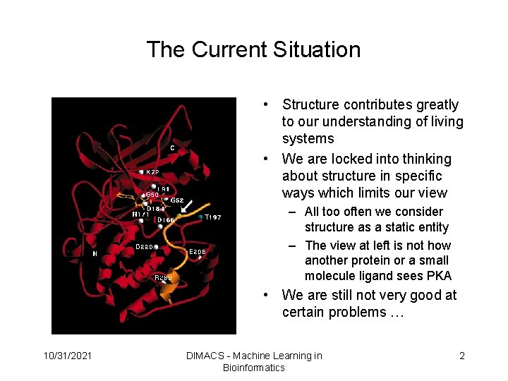 The Current Situation • Structure contributes greatly to our understanding of living systems • The Current Situation • Structure contributes greatly to our understanding of living systems •