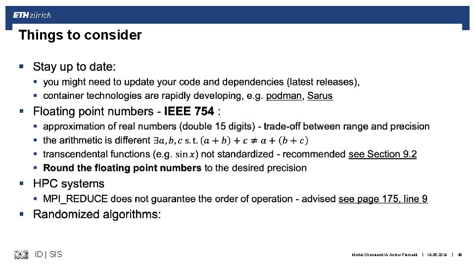 Things to consider § ID | SIS Michal Okoniewski & Andrei Plamadă | 19.
