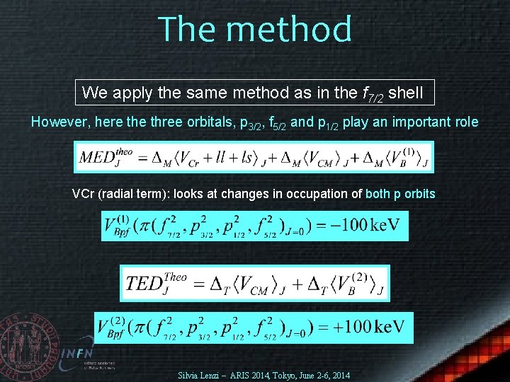 The method We apply the same method as in the f 7/2 shell However,