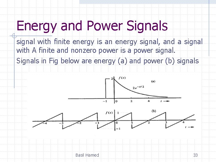 Energy and Power Signals signal with finite energy is an energy signal, and a