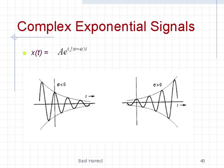 Complex Exponential Signals n x(t) = Basil Hamed 48 