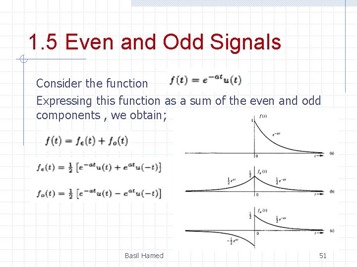 1. 5 Even and Odd Signals Consider the function Expressing this function as a
