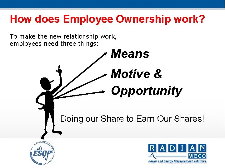 How does Employee Ownership work? To make the new relationship work, employees need three