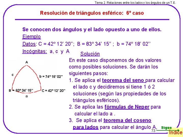 Tema 2. Relaciones entre los lados y los ángulos de un T. E. Resolución