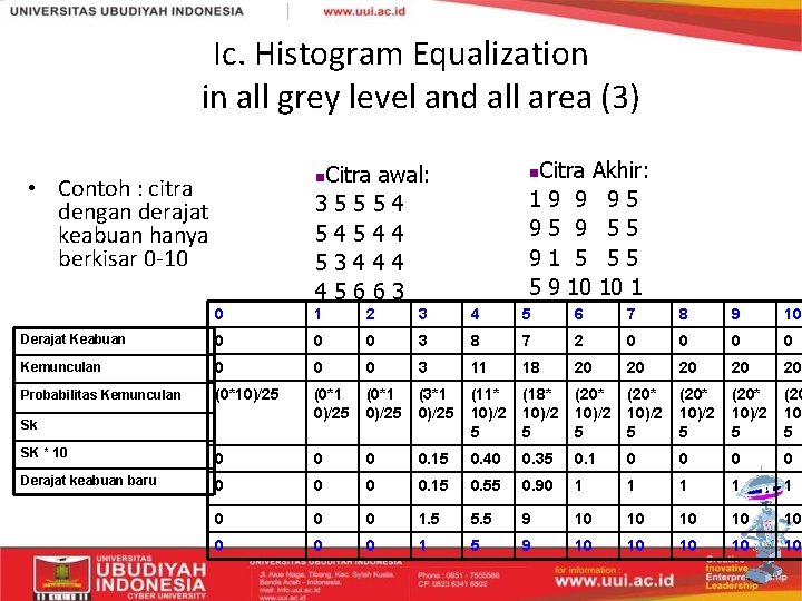 Ic. Histogram Equalization in all grey level and all area (3) Citra Akhir: 19