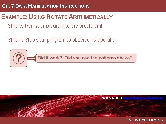 CH. 7: DATA MANIPULATION INSTRUCTIONS EXAMPLE: USING ROTATE ARITHMETICALLY Step 6: Run your program
