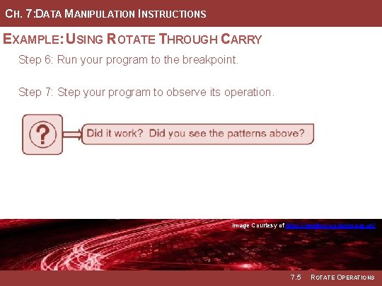 CH. 7: DATA MANIPULATION INSTRUCTIONS EXAMPLE: USING ROTATE THROUGH CARRY Step 6: Run your