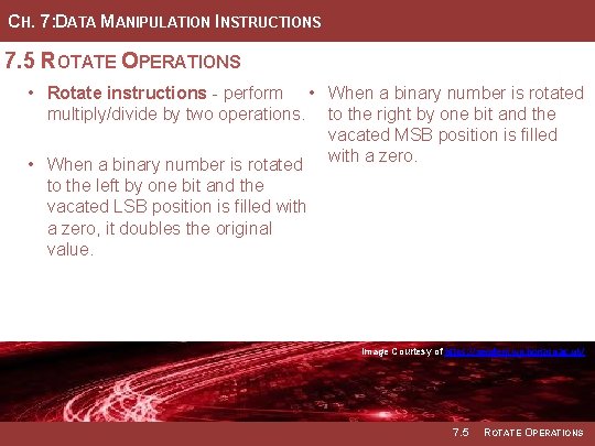 CH. 7: DATA MANIPULATION INSTRUCTIONS 7. 5 ROTATE OPERATIONS • Rotate instructions - perform